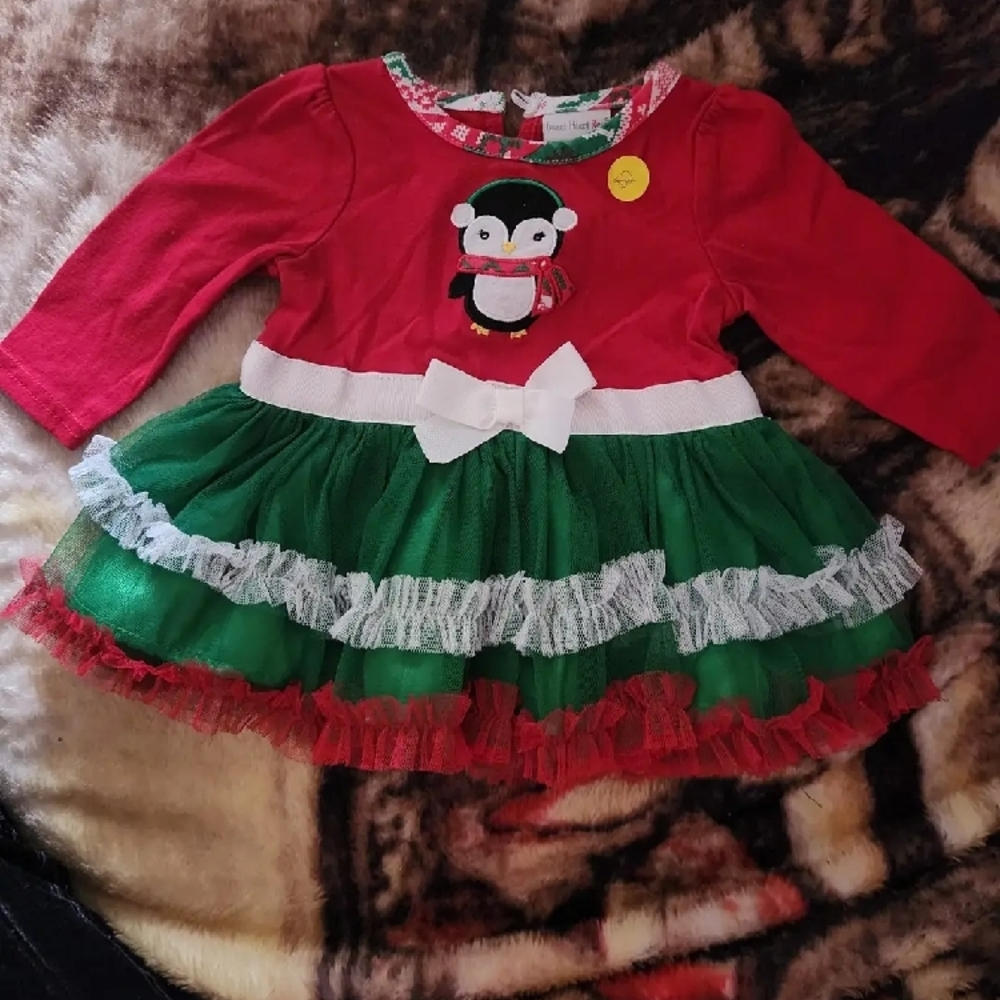 Red and Green Kids Penguin Costume Dress